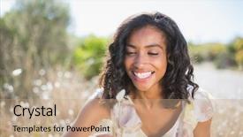  Presentation with floral - Presentation with happy pretty woman sitting background and a coral colored foreground