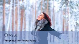  Presentation with winter forest - Audience pleasing slide deck consisting of happy-pretty-woman backdrop and a light blue colored foreground