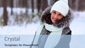  Presentation with winter forest - Amazing PPT theme having happy-pretty-woman backdrop and a light blue colored foreground