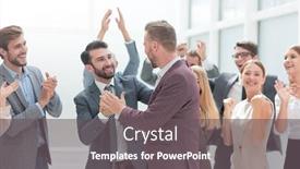  Presentation with project manager - Colorful theme enhanced with happy-project-manager-accepting-congratulations backdrop and a gray colored foreground