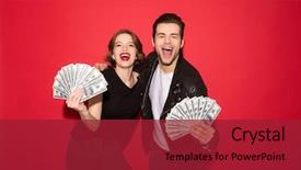  Presentation with punk - Beautiful PPT theme featuring happy punk couple showing money backdrop and a crimson colored foreground