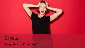  Presentation with punk - Cool new PPT theme with happy punk woman screaming backdrop and a crimson colored foreground