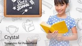  Presentation with bleached - Cool new PPT layouts with happy pupil against bleached wooden planks background backdrop and a light gray colored foreground