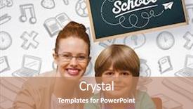  Presentation with pupil - Cool new presentation with happy pupil and teacher against grey background backdrop and a coral colored foreground