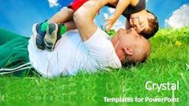  Presentation with relationship - PPT theme having happy relationship outdoor beside a river background and a shamrock green colored foreground