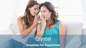  Presentation with living room - Cool new slide set with happy relaxed young female friends backdrop and a ocean colored foreground