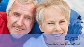  Presentation with camping - Slide set having happy-retired-senior-couple background and a teal colored foreground