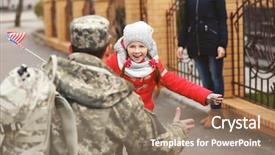  Presentation with family reunion - Cool new slides with happy reunion of soldier backdrop and a coral colored foreground