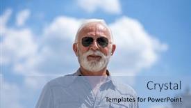  Presentation with rich man - Theme having happy-rich-old-man background and a light blue colored foreground