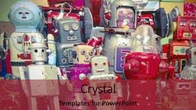  Presentation with robots - Presentation design featuring happy robots having fun together background and a red colored foreground