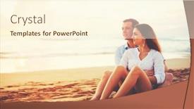  Presentation with romantic beach - Cool new slide set with happy romantic couple enjoying beautiful sunset at the beach backdrop and a cream colored foreground