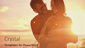  Presentation with romantic love - Beautiful slide deck featuring happy-romantic-couple-in-love backdrop and a gold colored foreground