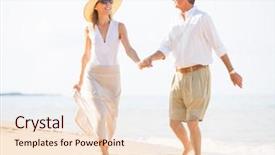  Presentation with romantic beach - Cool new PPT theme with happy romantic couple walking on the beach backdrop and a lemonade colored foreground