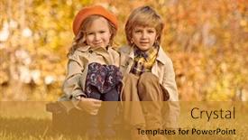  Presentation with kids fashion - Colorful presentation theme enhanced with happy-romantic-kids-boy backdrop and a gold colored foreground