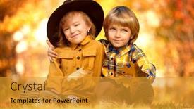  Presentation with kids fashion - Theme enhanced with happy-romantic-kids-boy background and a gold colored foreground