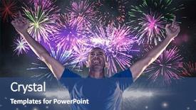  Presentation with golf player playing - Beautiful slide deck featuring happy rugby player with arms backdrop and a ocean colored foreground