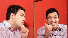  Presentation with human face set of faces - Slide set consisting of one man with two faces background and a red colored foreground