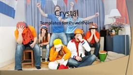  Presentation with team group - PPT layouts enhanced with supporters from the opposite team background and a light blue colored foreground