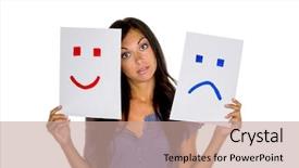  Presentation with sadness woman cry - Presentation theme featuring longing - woman can not decide whether background and a  colored foreground