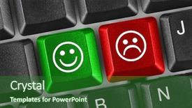  Presentation with keys - Audience pleasing PPT theme consisting of happy sad face - computer keyboard with two smile backdrop and a forest green colored foreground