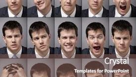  Presentation with happy sad face man - Amazing slide deck having happy sad face - image emotional man backdrop and a violet colored foreground