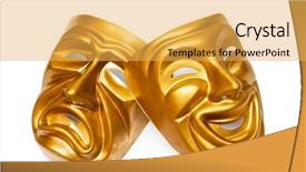  Presentation with happy sad masks - PPT layouts consisting of happy sad face - masks with the theatre concept background and a yellow colored foreground