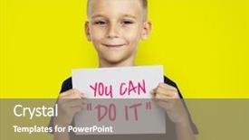  Presentation with emotions - Slide deck consisting of happy sad face - young man don't showing his background and a gray colored foreground