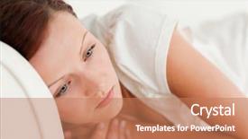  Presentation with woman sad - Beautiful presentation featuring happy sad face - young woman relaxing backdrop and a coral colored foreground