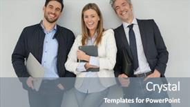  Presentation with team together everyone achieves more - PPT layouts having happy sales team standing together background and a gray colored foreground