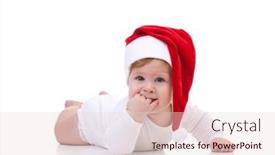  Presentation with baby christmas - Slides featuring happy-santa-baby-with-white background and a lemonade colored foreground