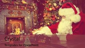  Presentation with christmas magic - PPT layouts consisting of happy santa claus playing with toys under the christmas tree christmas concept magic time background and a tawny brown colored foreground