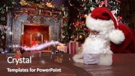  Presentation with christmas magic - Amazing PPT theme having happy santa claus playing backdrop and a  colored foreground