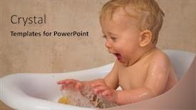  Presentation with baby bath - PPT theme enhanced with happy-scenes background and a coral colored foreground