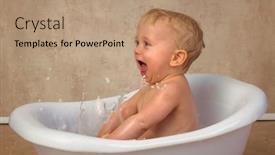  Presentation with baby bath - Presentation theme having happy-scenes background and a coral colored foreground