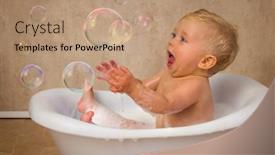  Presentation with baby bath - PPT theme with happy-scenes background and a coral colored foreground
