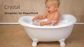  Presentation with baby bath - Theme featuring happy-scenes background and a coral colored foreground