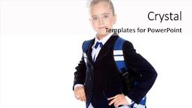  Presentation with school facilities - Amazing slides having happy school girl in school backdrop and a  colored foreground