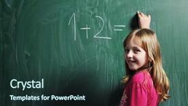  Presentation with elementary education math - Audience pleasing slide set consisting of beautiful little girl with a childrens playhouse backdrop and a yellow colored foreground