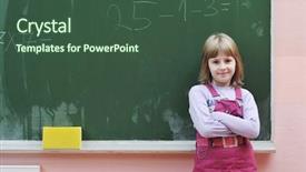  Presentation with math - Slide deck with happy school girl on math background and a ocean colored foreground