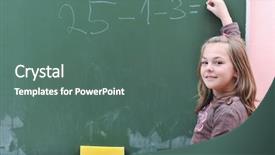  Presentation with elementary education math - Slides having happy school girl on math background and a ocean colored foreground