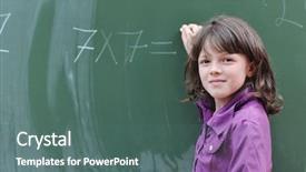  Presentation with mathematics problems - Slide deck consisting of happy school girl on math background and a ocean colored foreground