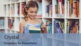  Presentation with girl reading - PPT layouts enhanced with happy school girl reading background and a teal colored foreground