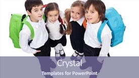  Presentation with packs - PPT theme enhanced with happy school kids with back background and a violet colored foreground