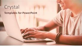  Presentation with classroom - Colorful PPT theme enhanced with classwork - happy schoolboy using laptop backdrop and a lemonade colored foreground