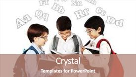  Presentation with back school education - Colorful slides enhanced with happy schoolboys reading back to school holding books and talking isolated on white background teenage education concept backdrop and a coral colored foreground