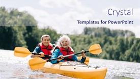  Presentation with senior couple - Presentation design consisting of happy-senior-active-couple-kayaking background and a  colored foreground