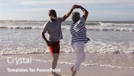  Presentation with happy retirement - Beautiful slides featuring happy-senior-african-american-couple backdrop and a gray colored foreground