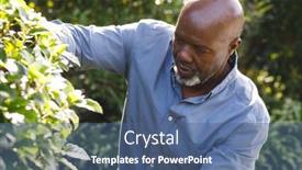  Presentation with retirement garden - Theme featuring happy-senior-african-american-man background and a  colored foreground