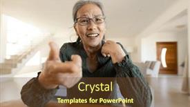  Presentation with senior asian - Slides consisting of happy-senior-asian-woman-having background and a tawny brown colored foreground