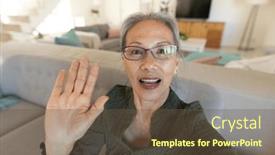  Presentation with senior asian - Slides with happy-senior-asian-woman-having background and a tawny brown colored foreground